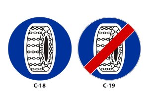 Znak C- 18 łańcuchy śniegowe