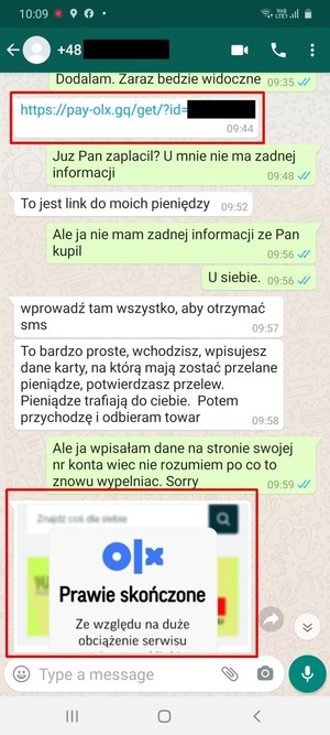 Zdjęcie poglądowe dialogu na whatsapp