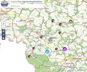 Zdjęcie przedstawia wycinek krajowej mapy zagrożeń z pierwszego kwartału 2022 roku