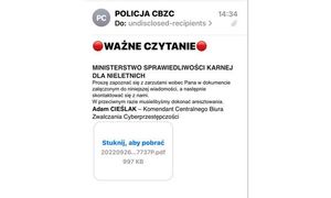 Oszuści podszywają się pod Komendanta Centralnego Biura Zwalczania Cyberprzestępczości