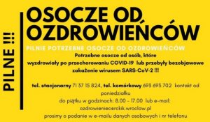 Pilnie potrzebne osocze od ozdrowieńców!