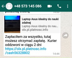 Lwóweccy policjanci przestrzegają przed oszustwami przy pomocy OLX oraz WHATSAPP