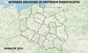 Policyjna mapa wypadków drogowych ze skutkiem śmiertelnym – Wakacje 2021